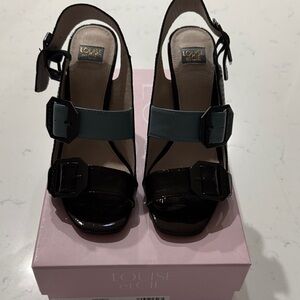 Louise et Cie Black and Teal Heeled Sandals